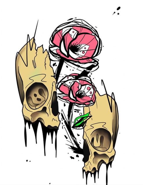 Abstract split skull