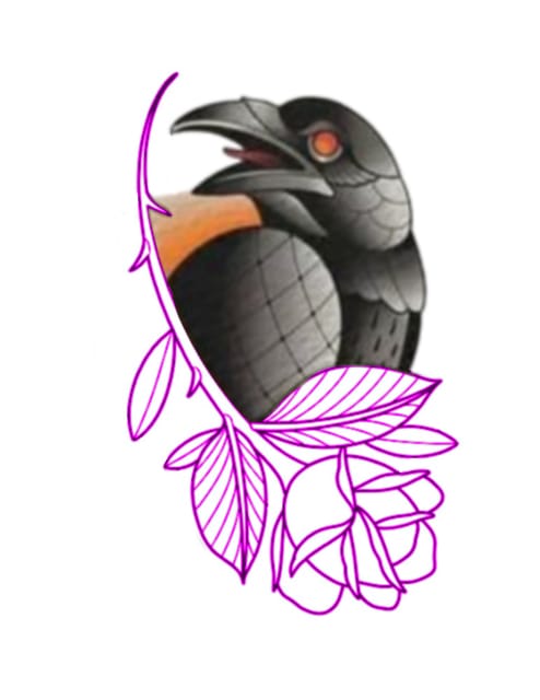 Raven and rose half stencil