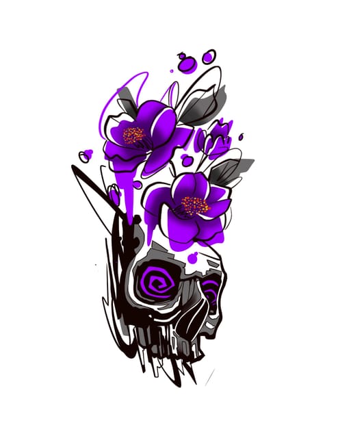 Messy skull and flowers #2